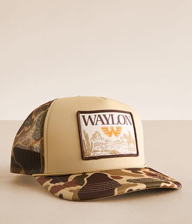 American Needle Waylon Jennings Camo Trucker Hat front view