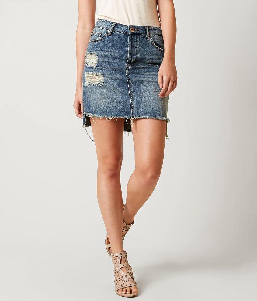 Band Of Gypsies Ella Step Denim Skirt front view