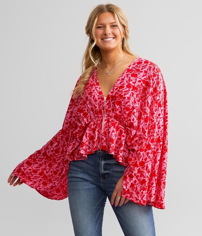 Band Of The Free Floral Ruffle Top front view