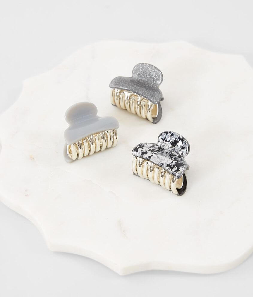 3 Pack Small Hair Clips Women's Hair Accessories in Grey Buckle