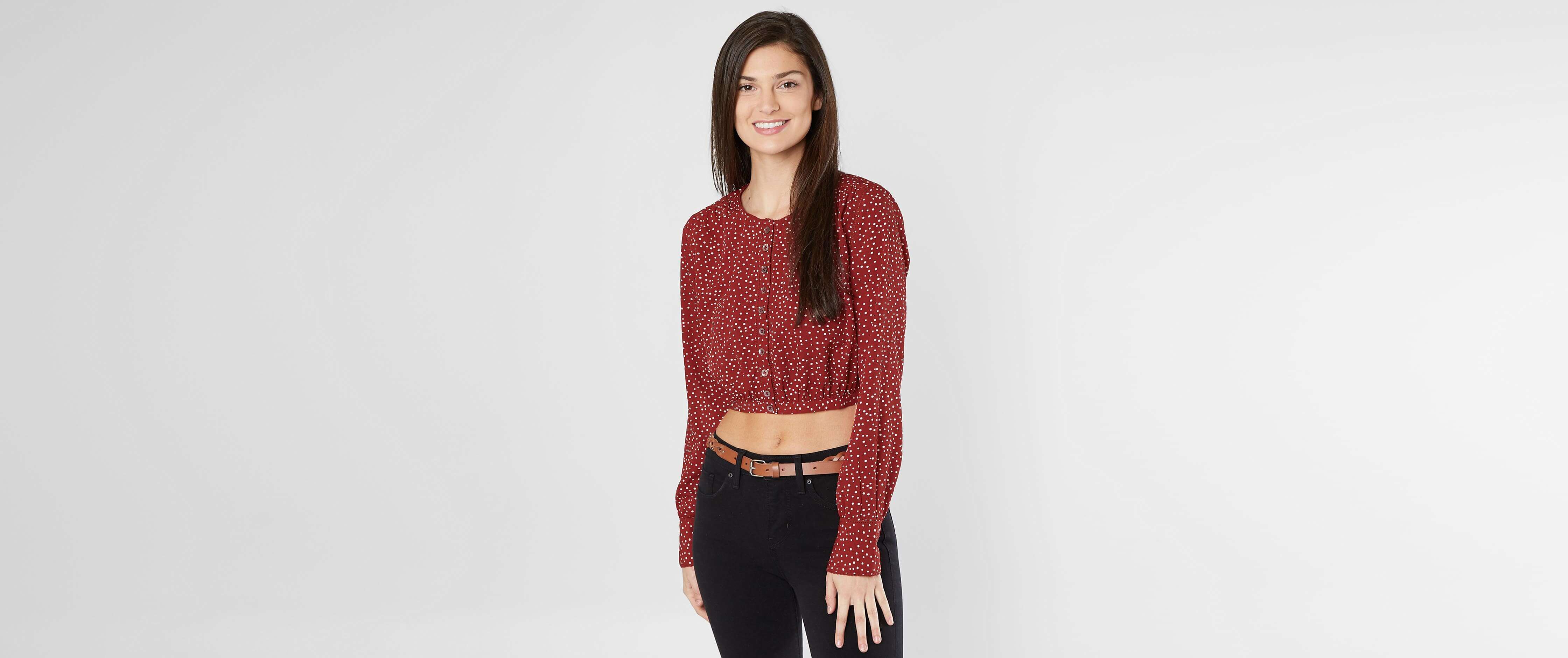 Image of Amuse Society Isn't She Charming Cropped Blouse