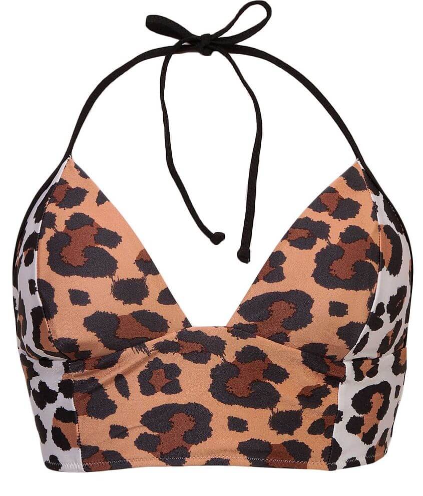 Amuse Society Lima Leopard Swimwear Top front view