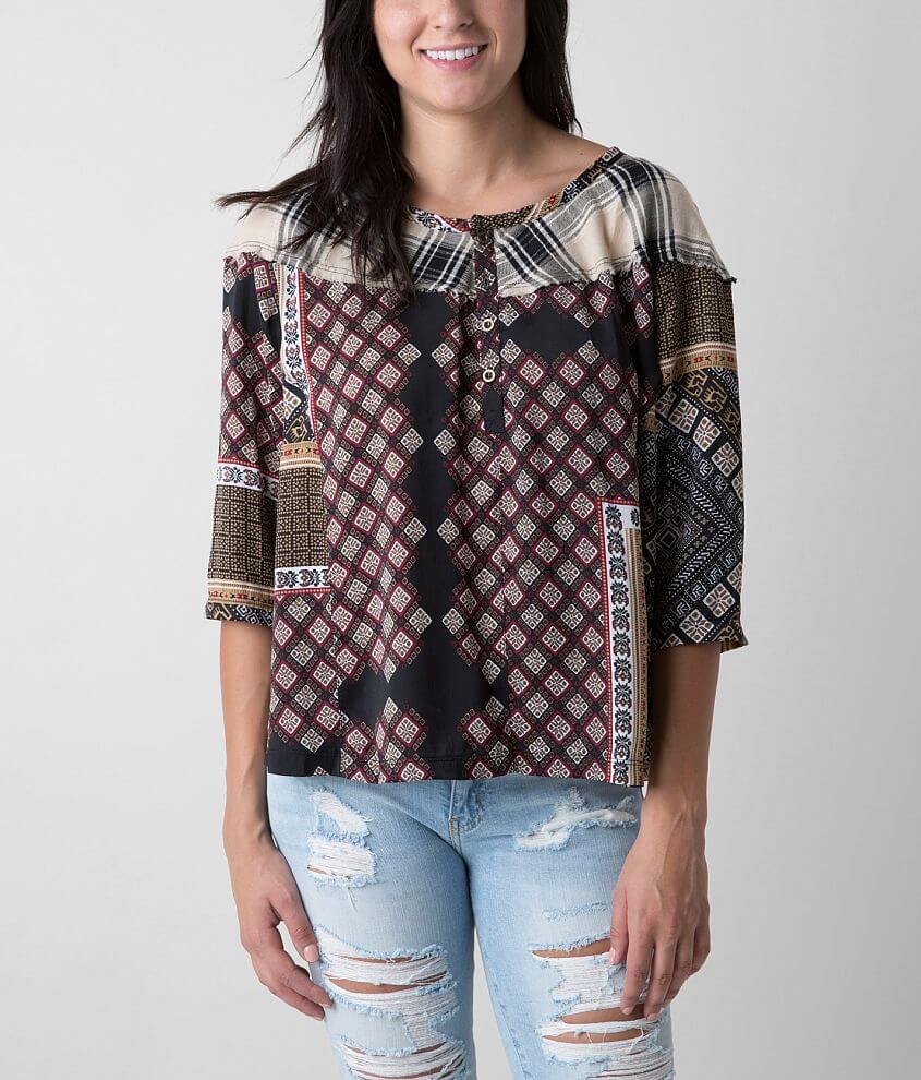 Anama Printed Henley Top front view