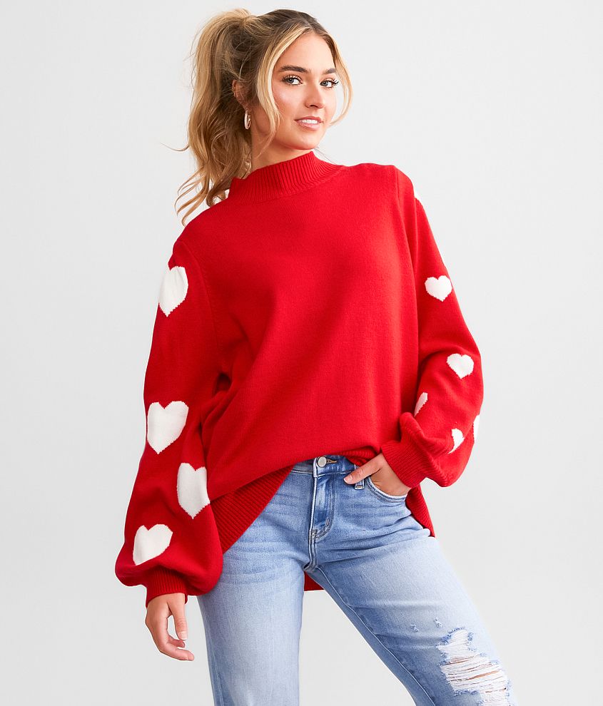 Button Back Heart Sweater