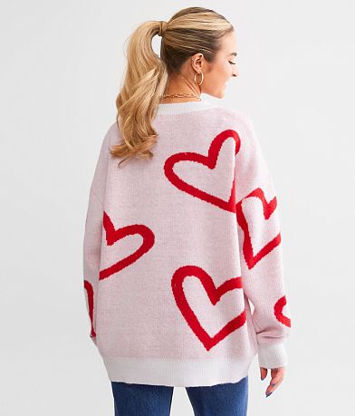 and the why Heart Sweater back view