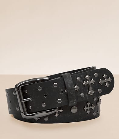 BKE Double Cross Leather Belt front view