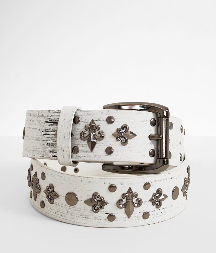 Leather Embellished Belt (White)