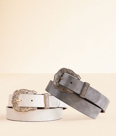 BKE 2 Pack Western Metallic Belt Set front view