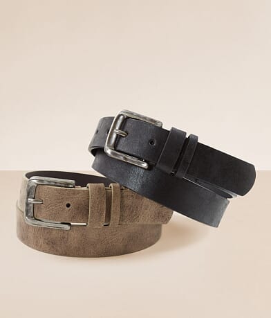 BKE Two Pack Distressed Leather Belts front view