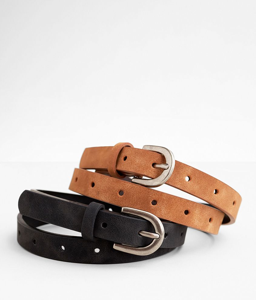 Skinny Belt, Black Leather, Men's Belts