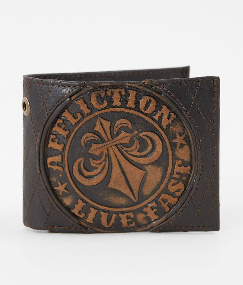 Affliction Embossed Leather Wallet front view