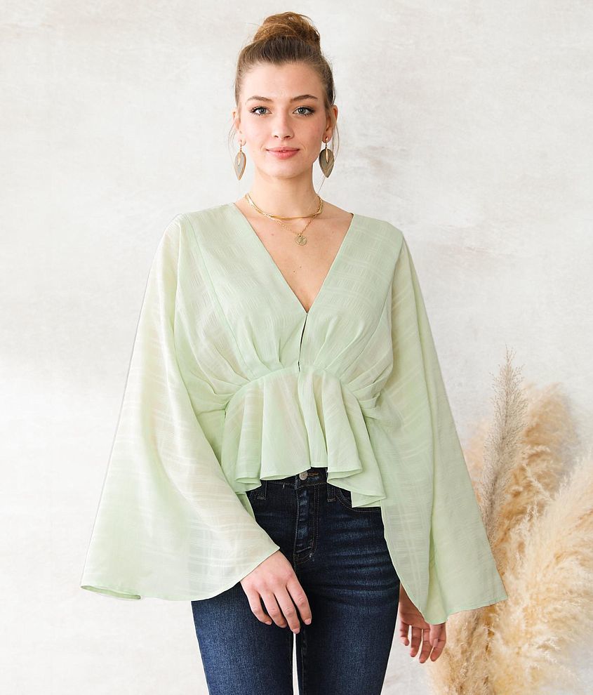 Willow &#38; Root Flowy Pleated Peplum Top front view