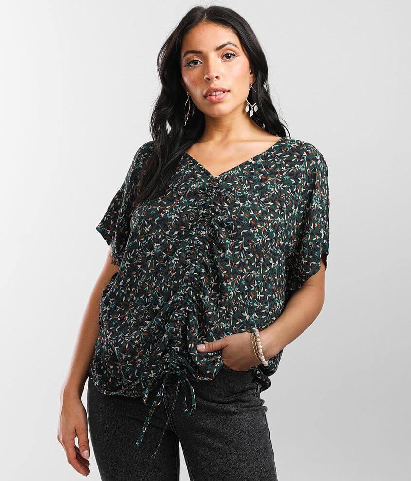 Daytrip Floral Woven Top front view