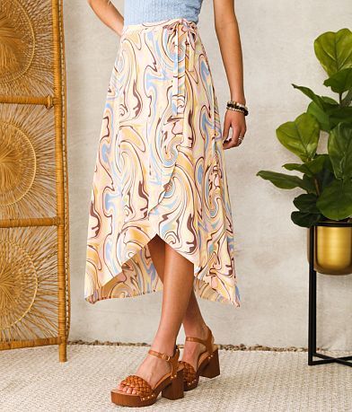 Willow & Root Marbled Midi Wrap Skirt front view