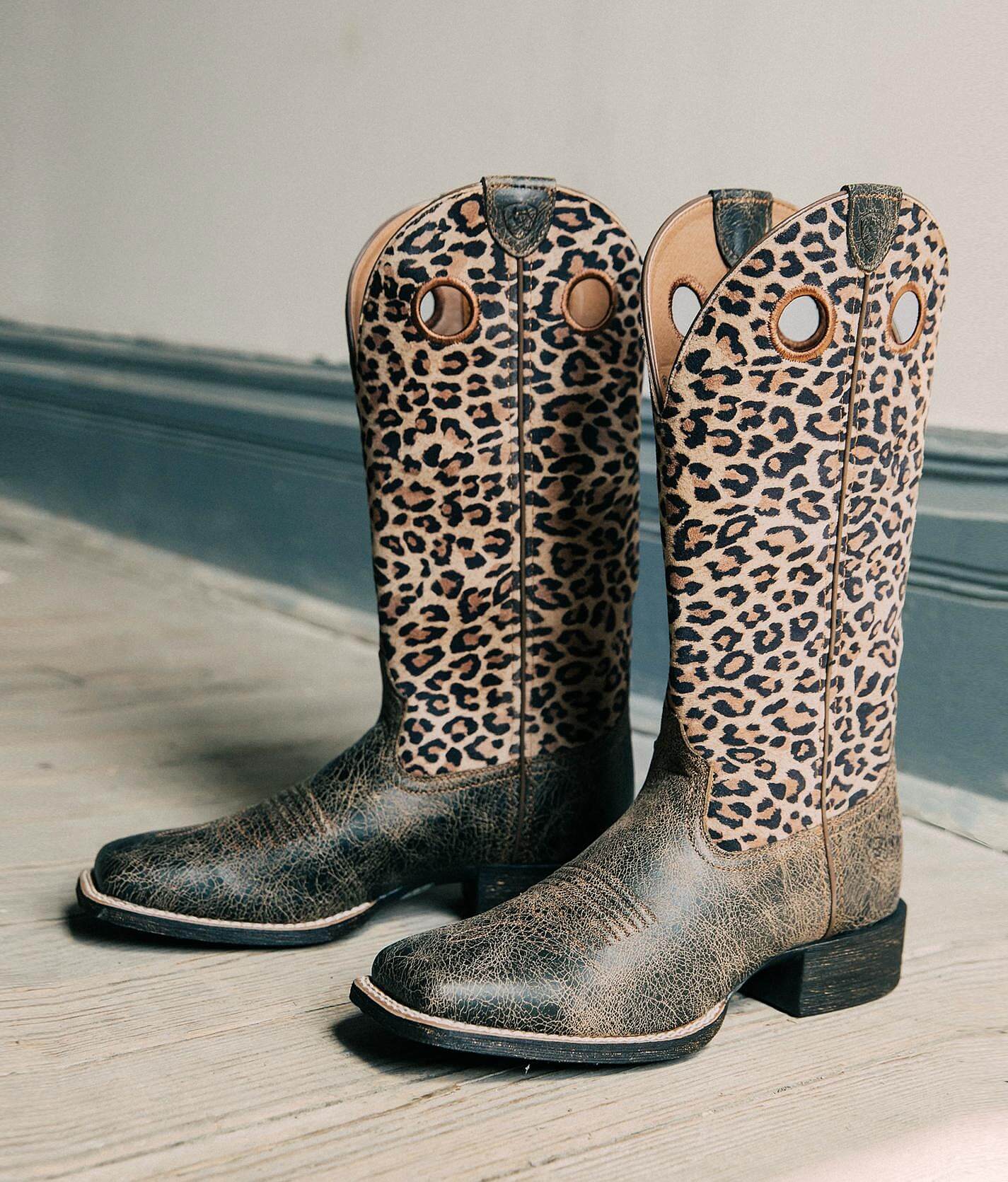 leopard print western boots