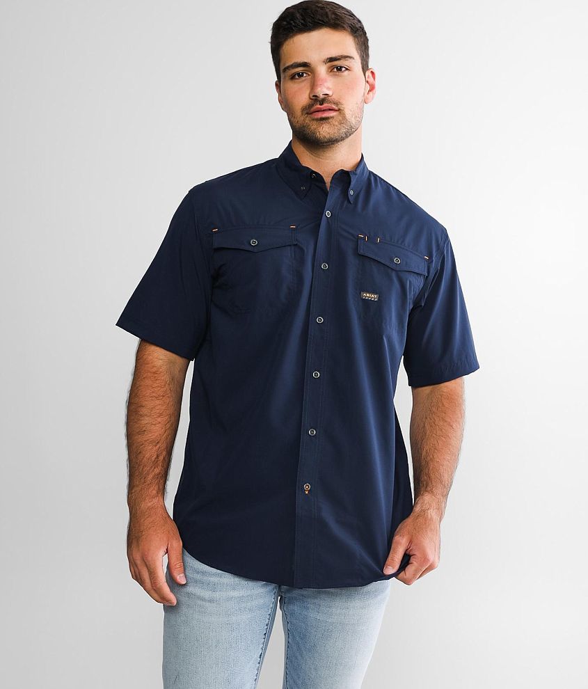 Ariat VentTEK™ Rebar Stretch Work Shirt - Men's Shirts in Navy Tobacco ...