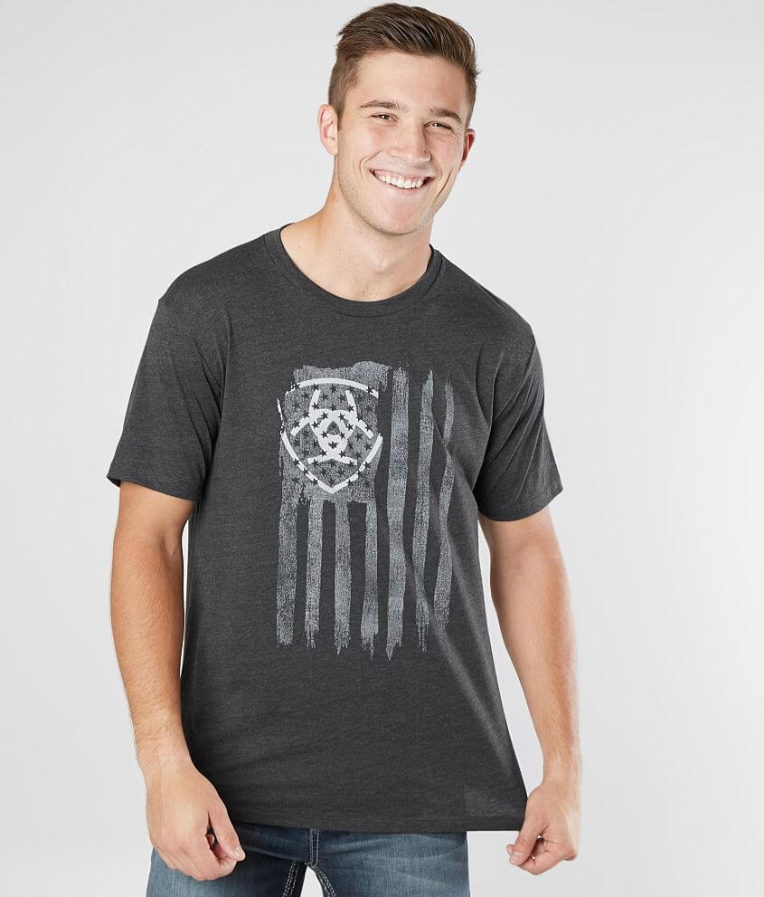 Ariat Vertical Flag T-Shirt - Men's T-Shirts in Heather Charcoal | Buckle