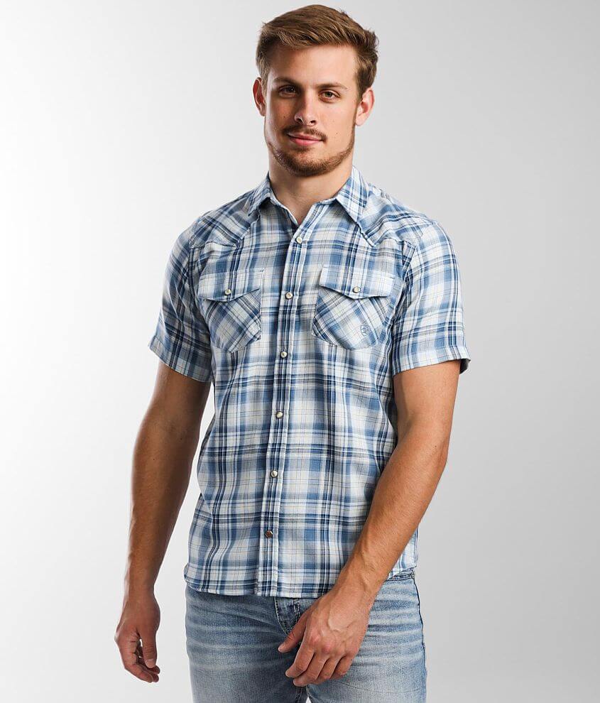 Ariat Andover Retro Fit Plaid Shirt - Men's Shirts in Blue White | Buckle