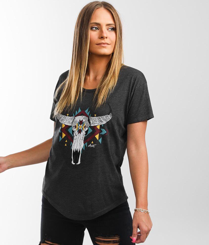 Ariat Steer West T-Shirt - Women's T-Shirts in Titanium Heather | Buckle