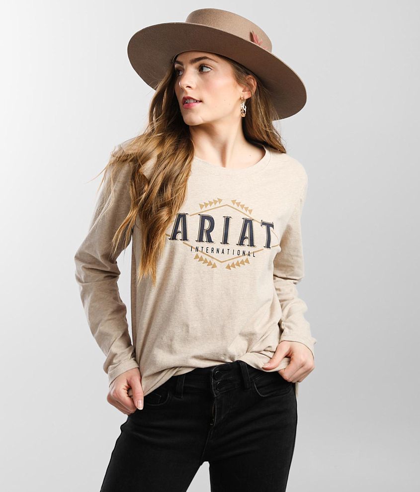 Women's Ariat Sweet Rose Boyfriend Fit T-Shirt-Grey Mineral Wash
