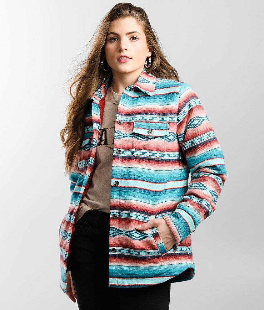 womens pink aztec jacket        <h3 class=