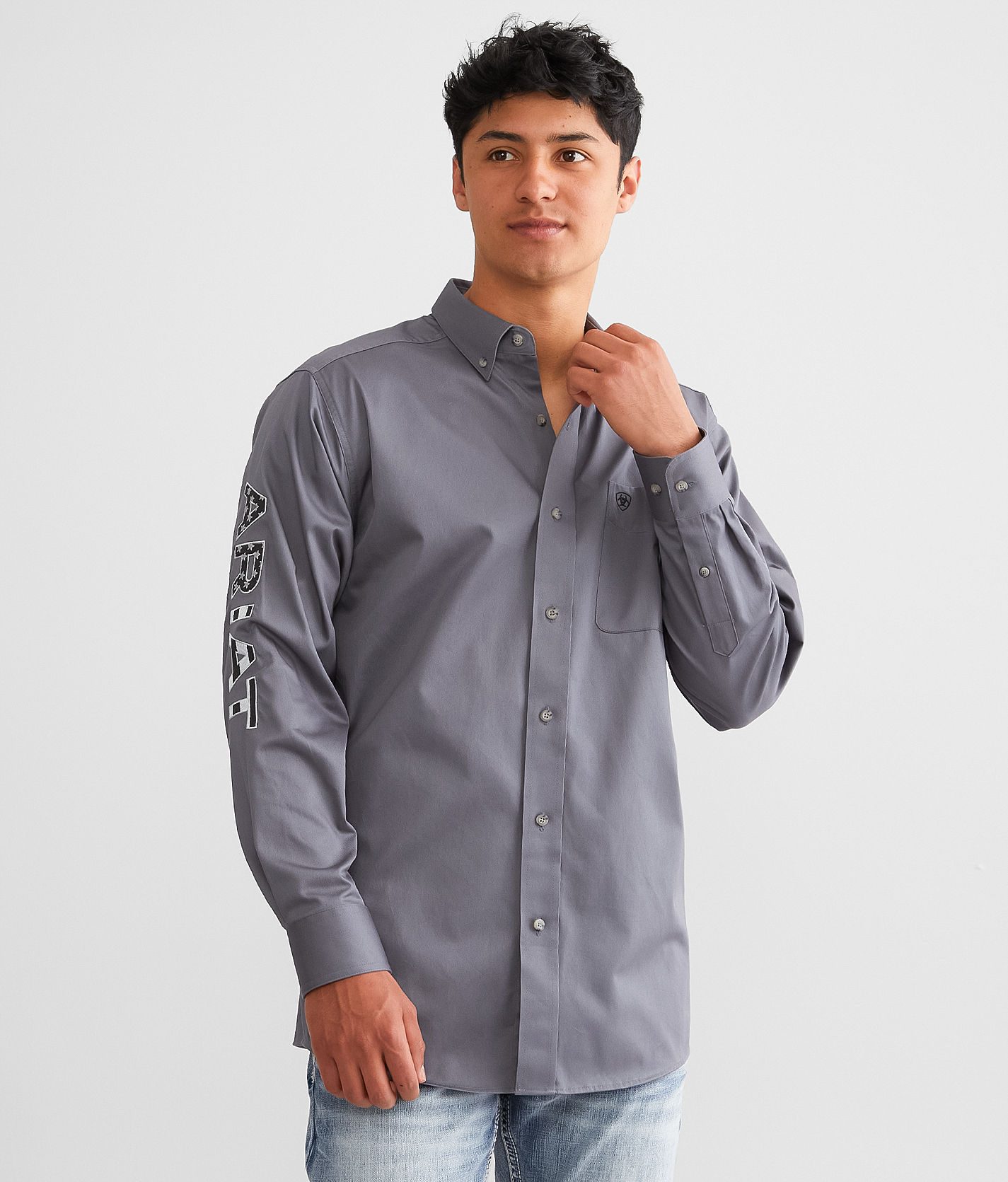 Ariat Men's Team Logo Twill Classic Fit Shirt, Black Mexico