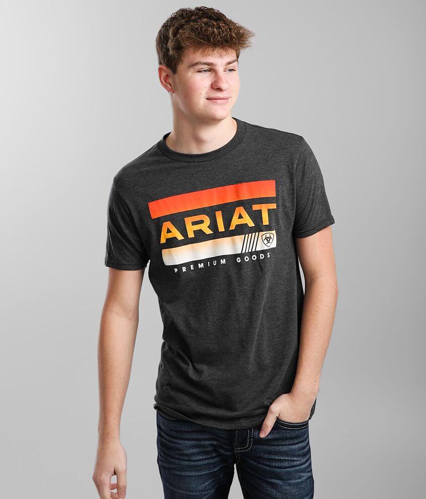 Ariat Bar Stripe T-Shirt - Men's T-Shirts in Charcoal Heather | Buckle