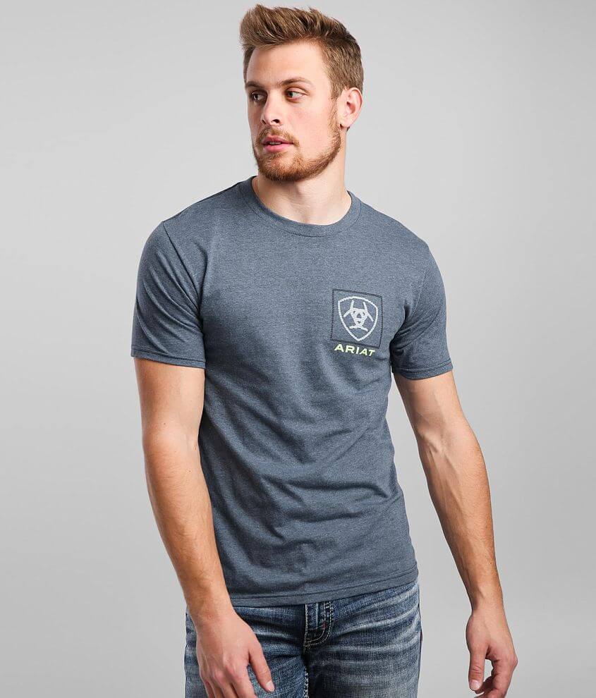 Ariat Linear Logo T-Shirt - Men's T-Shirts in Indigo Black Heather | Buckle