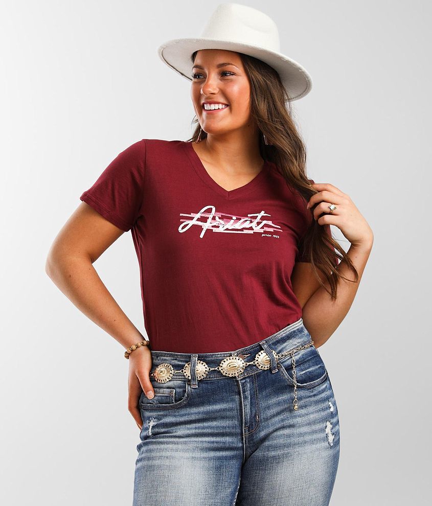 Ariat Real Logo Script TShirt Women's TShirts in Zinfandel Buckle