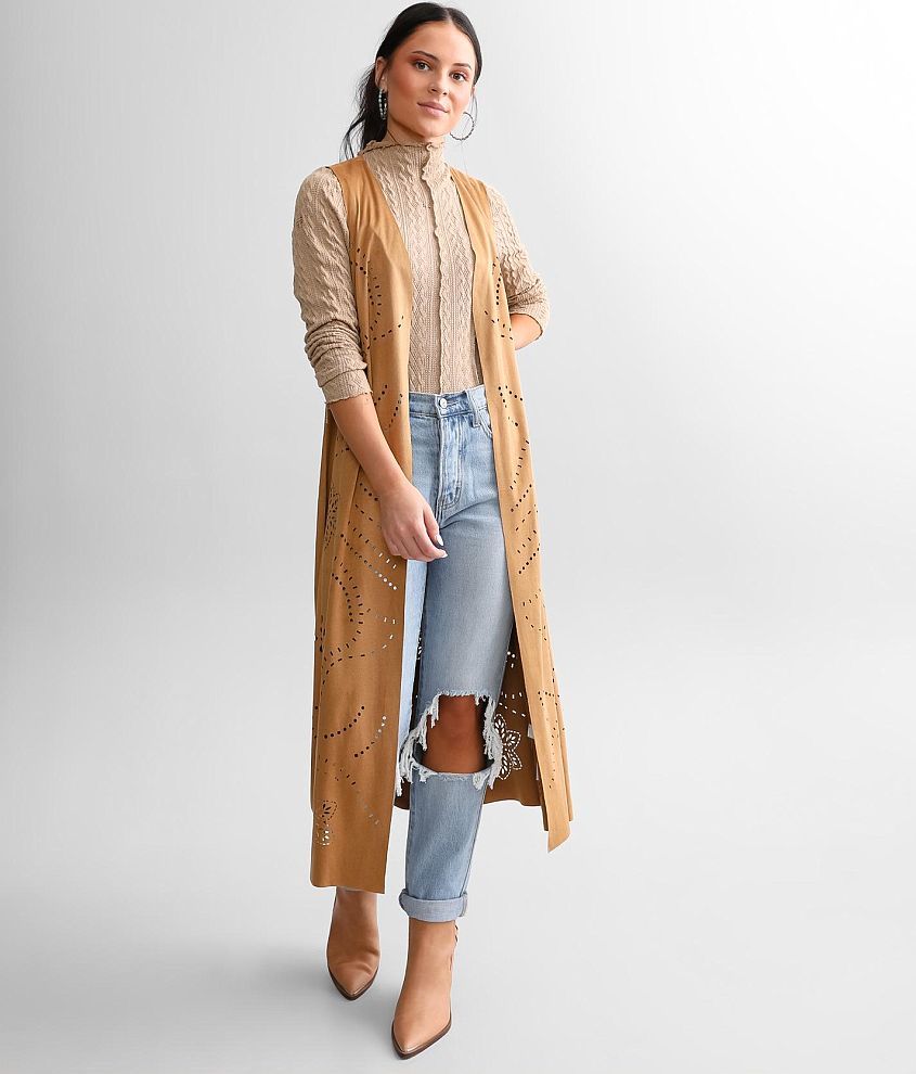 Faux suede duster on sale jacket