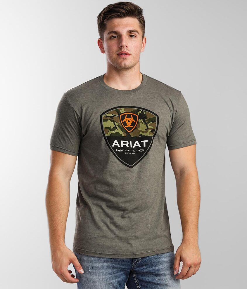 Ariat Split Shield T-Shirt - Men's T-Shirts in Platinum Heather | Buckle