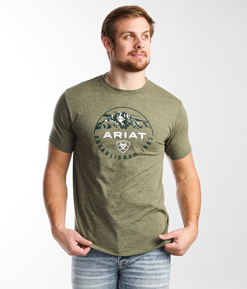 Ariat Mountain Peak T-Shirt - Men's T-Shirts in Sage Black Heather | Buckle