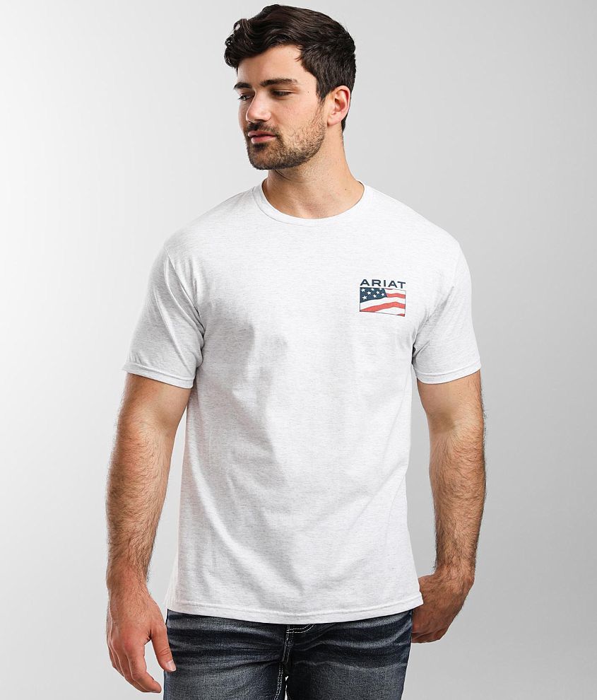 Ariat Flag Frame T-Shirt - Men's T-Shirts in Ash | Buckle