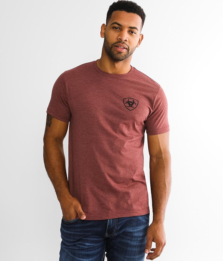 Ariat Floral Lockup T-Shirt - Men's T-Shirts in Burgundy Heather | Buckle