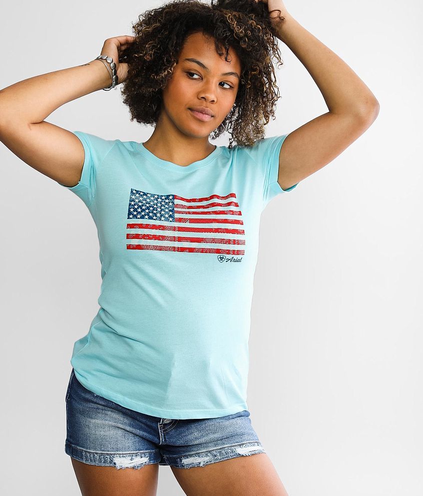 Ariat Paisley Flag T-Shirt - Women's T-Shirts in Cancun