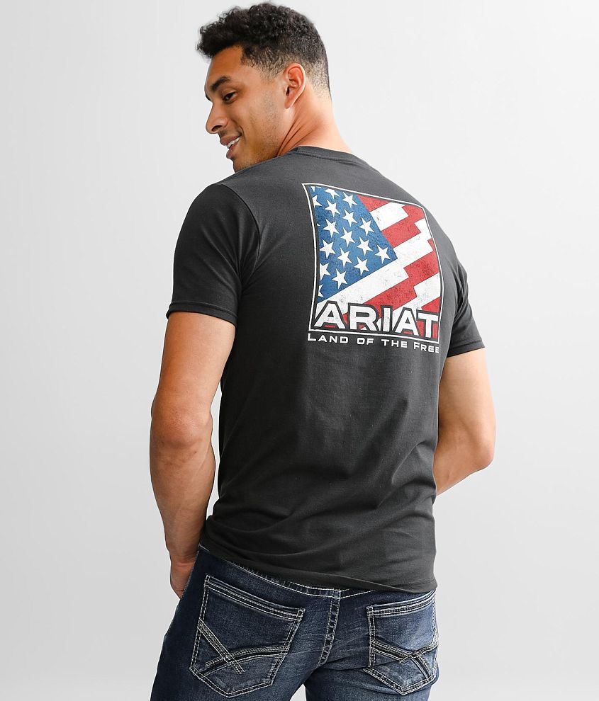 Ariat Diagonal Flag T-Shirt - Men's T-Shirts in Vintage Black | Buckle