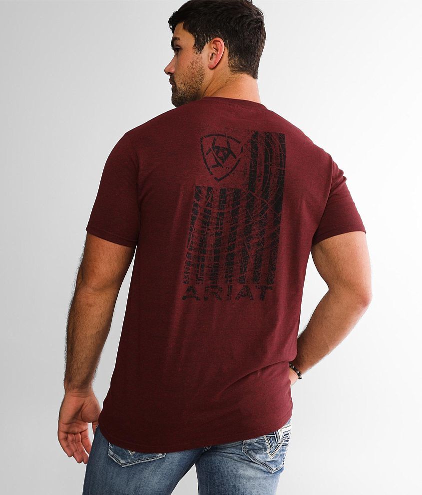 Ariat Crosscut Flag T-Shirt - Men's T-Shirts in Crimson
