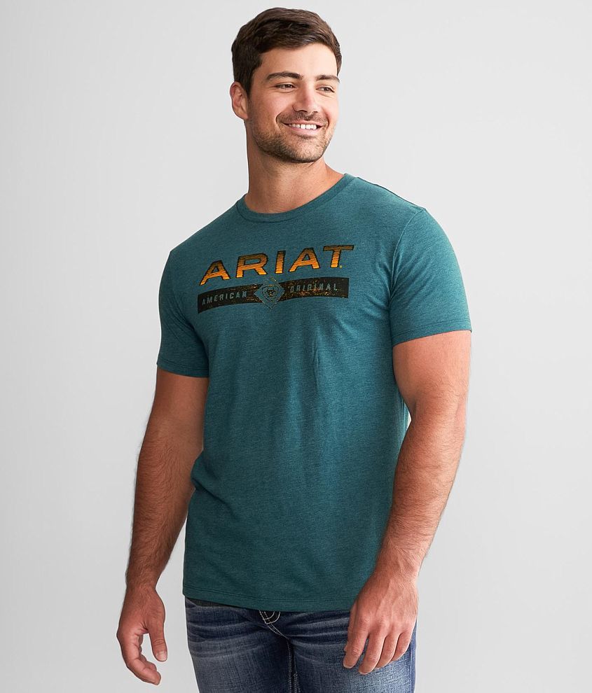 Ariat Branded Wood T-Shirt - Men's T-Shirts in Deep Sea Heather | Buckle