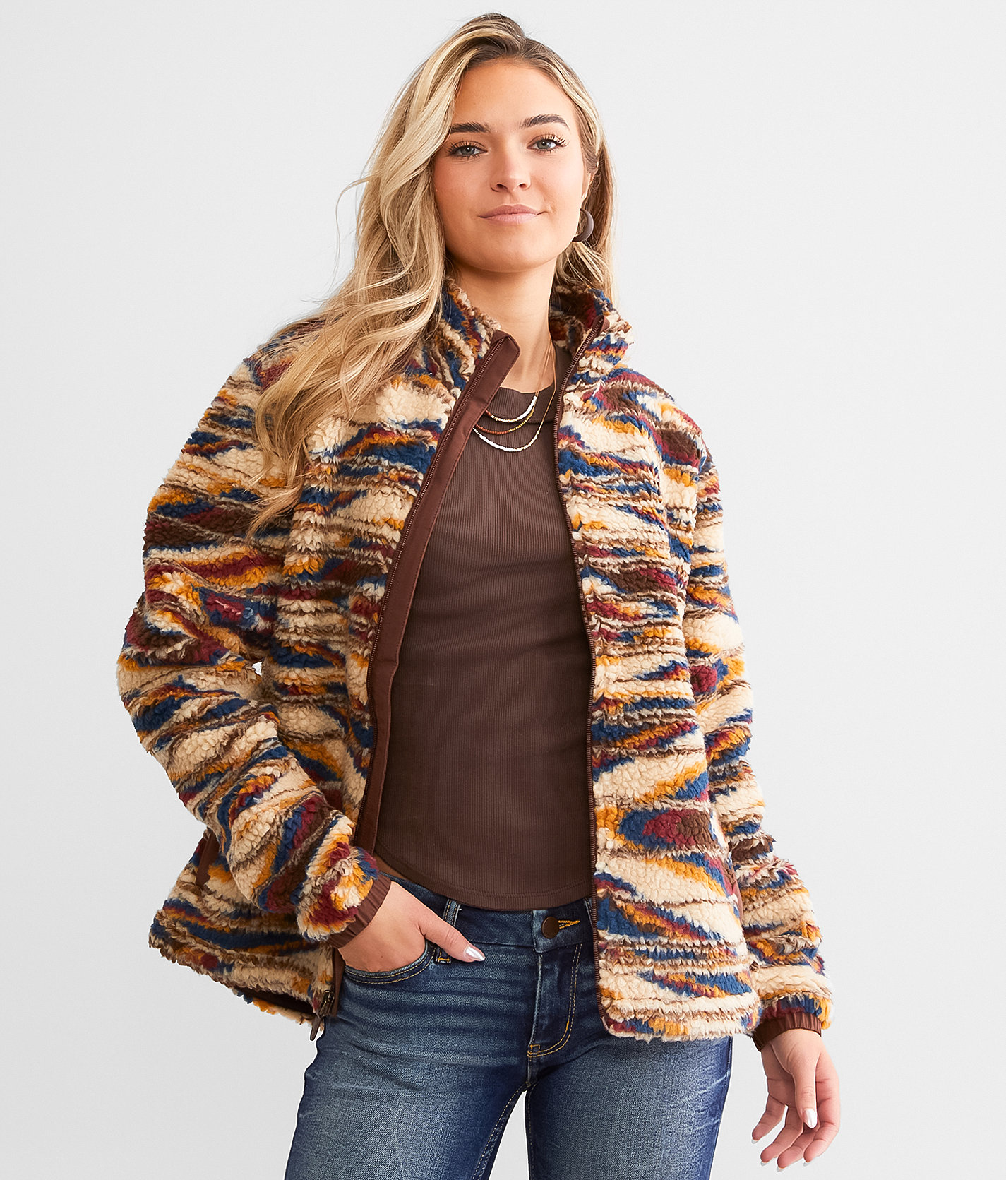 Veste Polaire Femme Ariat Chimayo - Motif Tissé Traditionnel, Col Montant, Fermeture éclair - Confort Doux Sherpa - 12