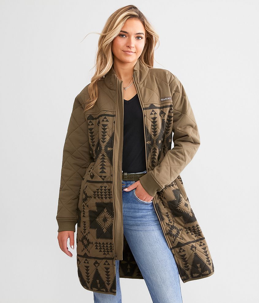 Ariat Quilted Jersey Jacket - Women's Coats/Jackets in Canteen