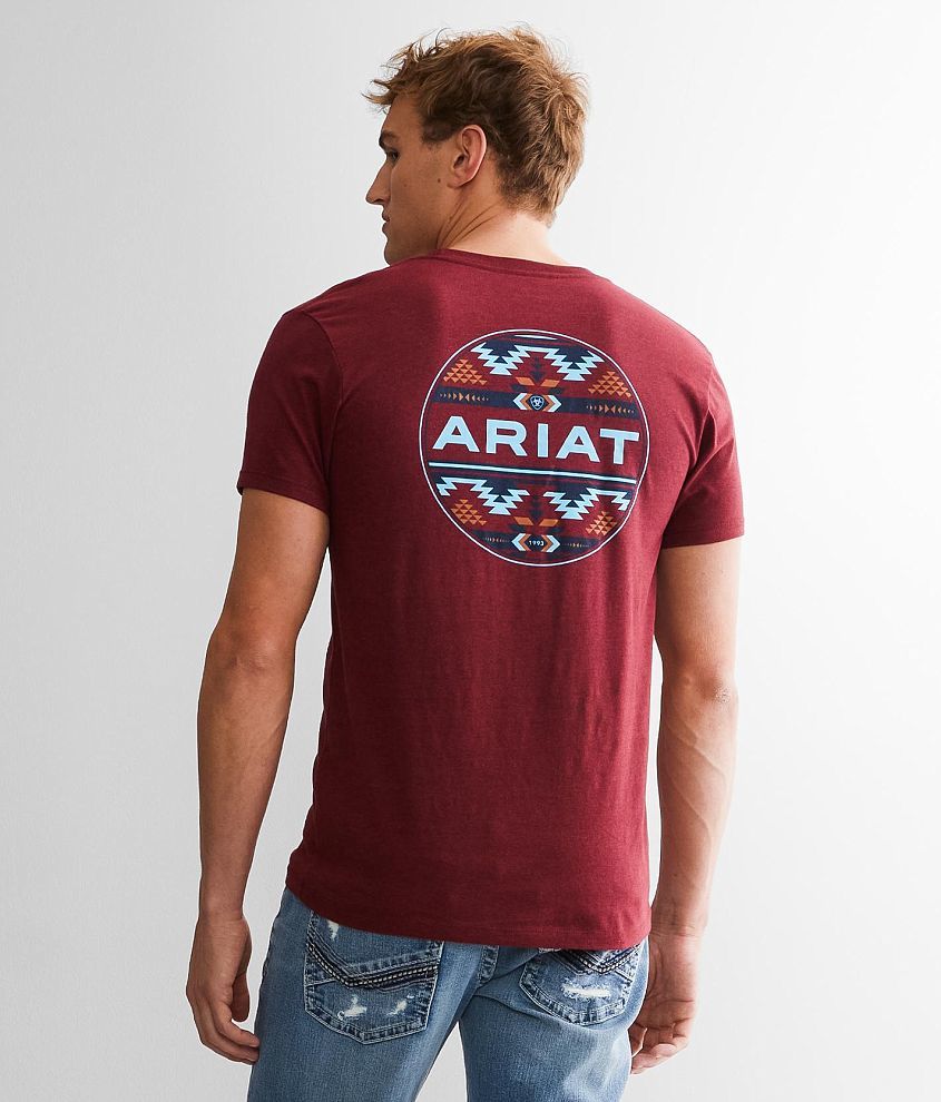 Ariat Western Geo T-Shirt - Men's T-Shirts in Crimson Black Heather ...