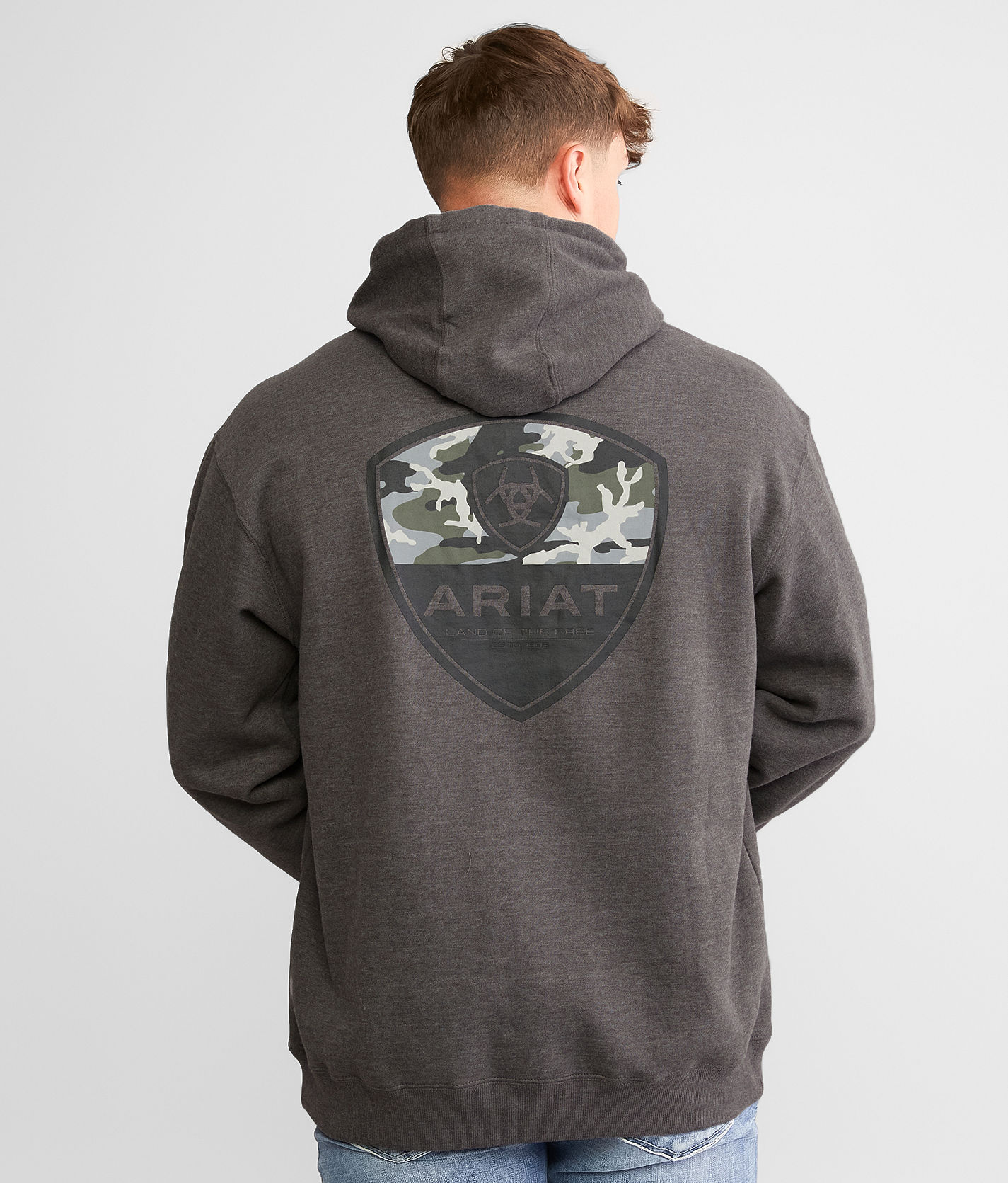 Ariat Camo Corps Hooded Sweatshirt - Men's Sweatshirts in Grey Heather |  Buckle