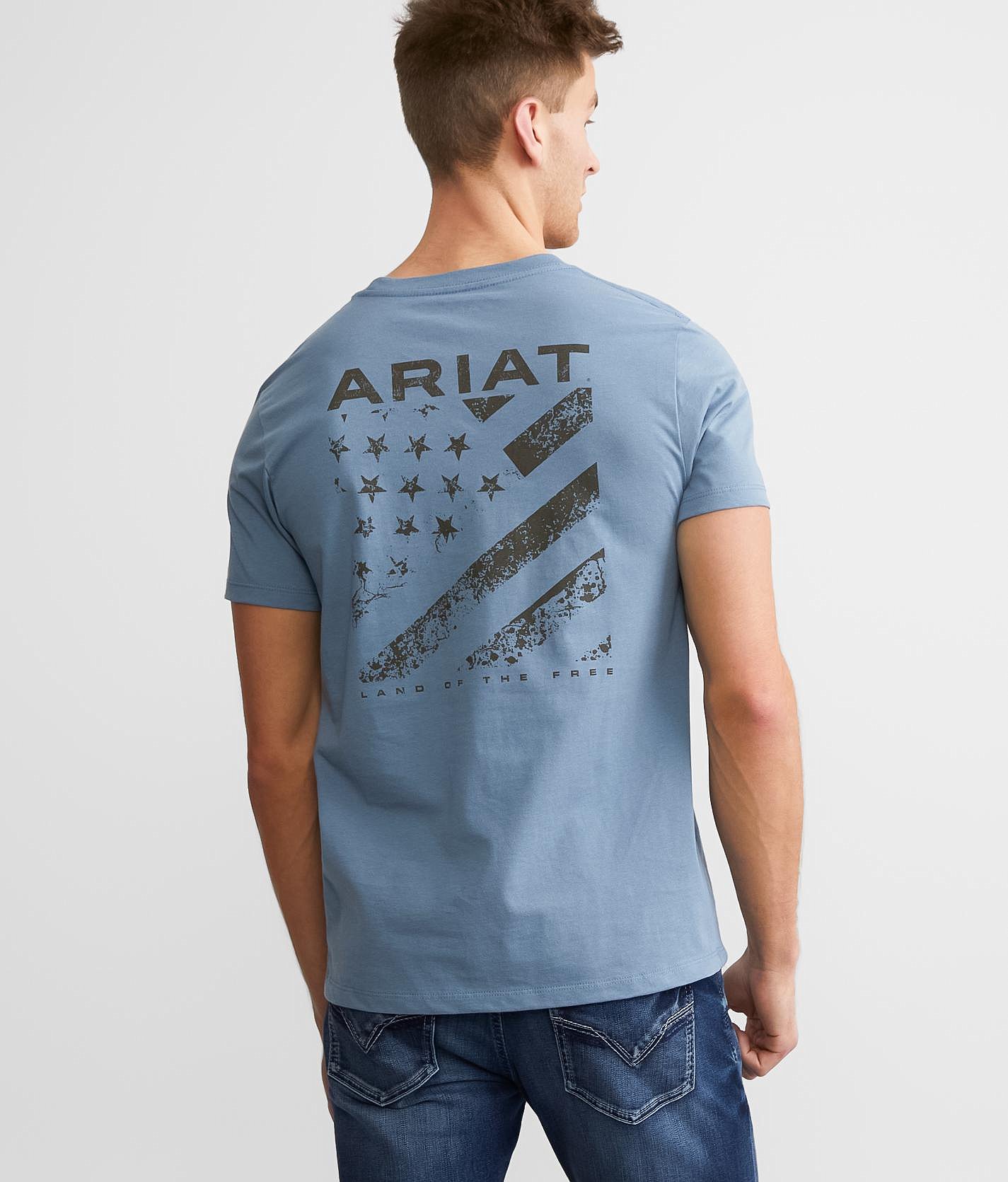 Camiseta Ariat Land Of The Free - Hombre Algodón Premium Ropa Hombre