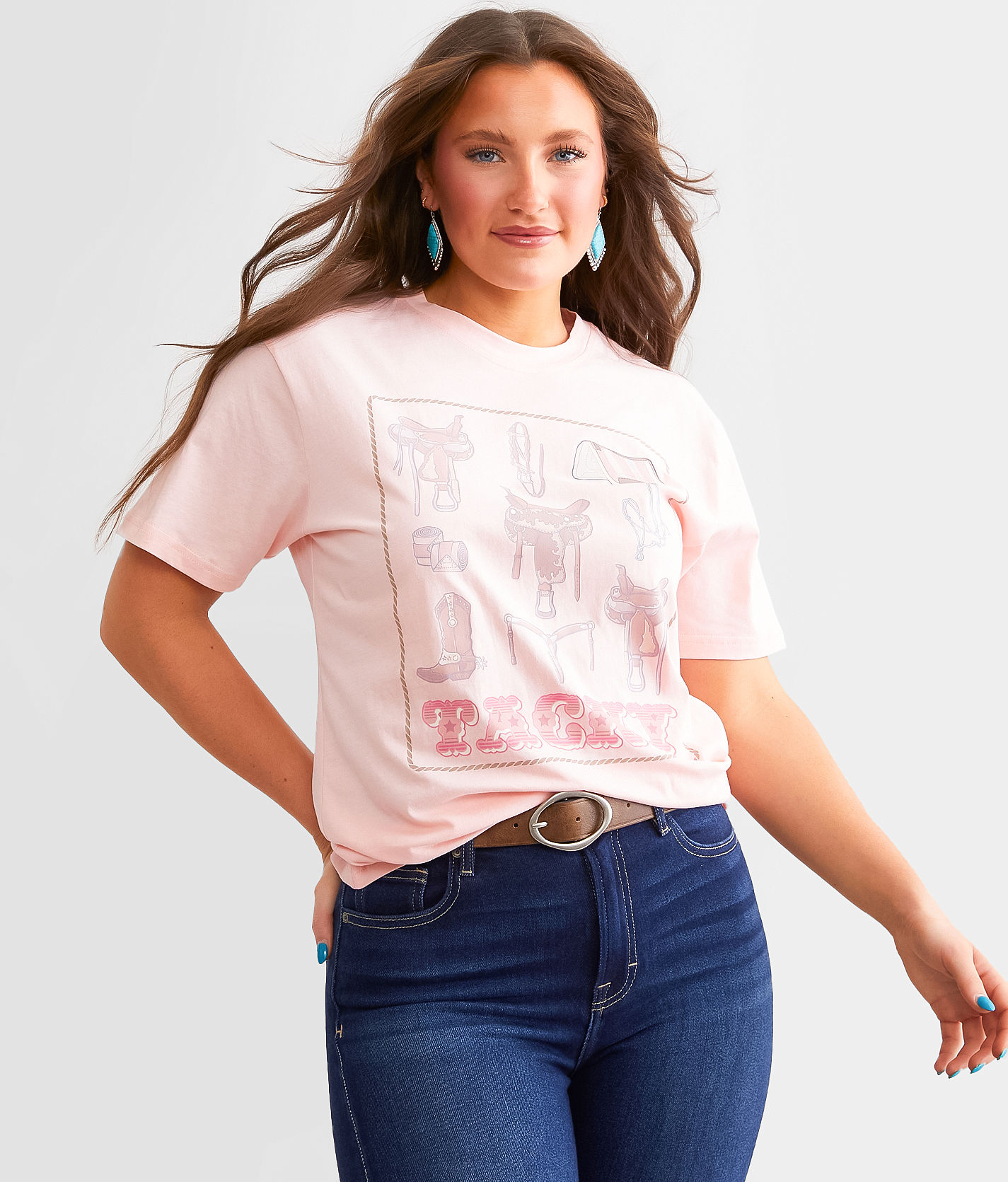 Ariat Tacky Oversized T-Shirt - Women's T-Shirts in Blushing Rose