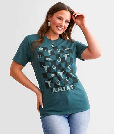 Ariat Western Checkers Boyfriend T-Shirt front view