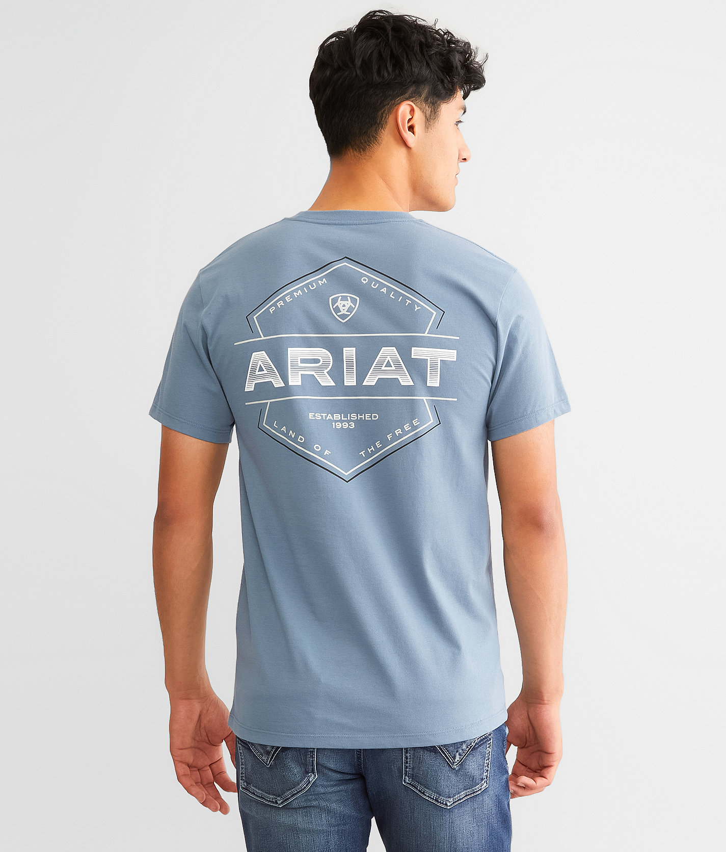 Ariat T-Shirt da Uomo in Cotone Rinforzato con Logo Standard