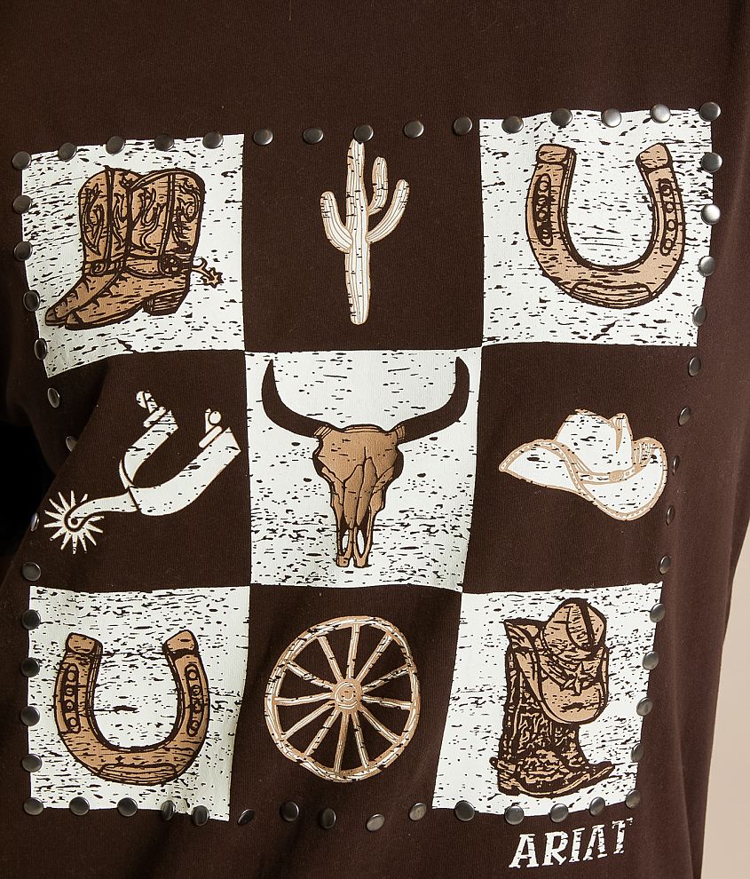 Checkerboard Studded Boyfriend T-Shirt