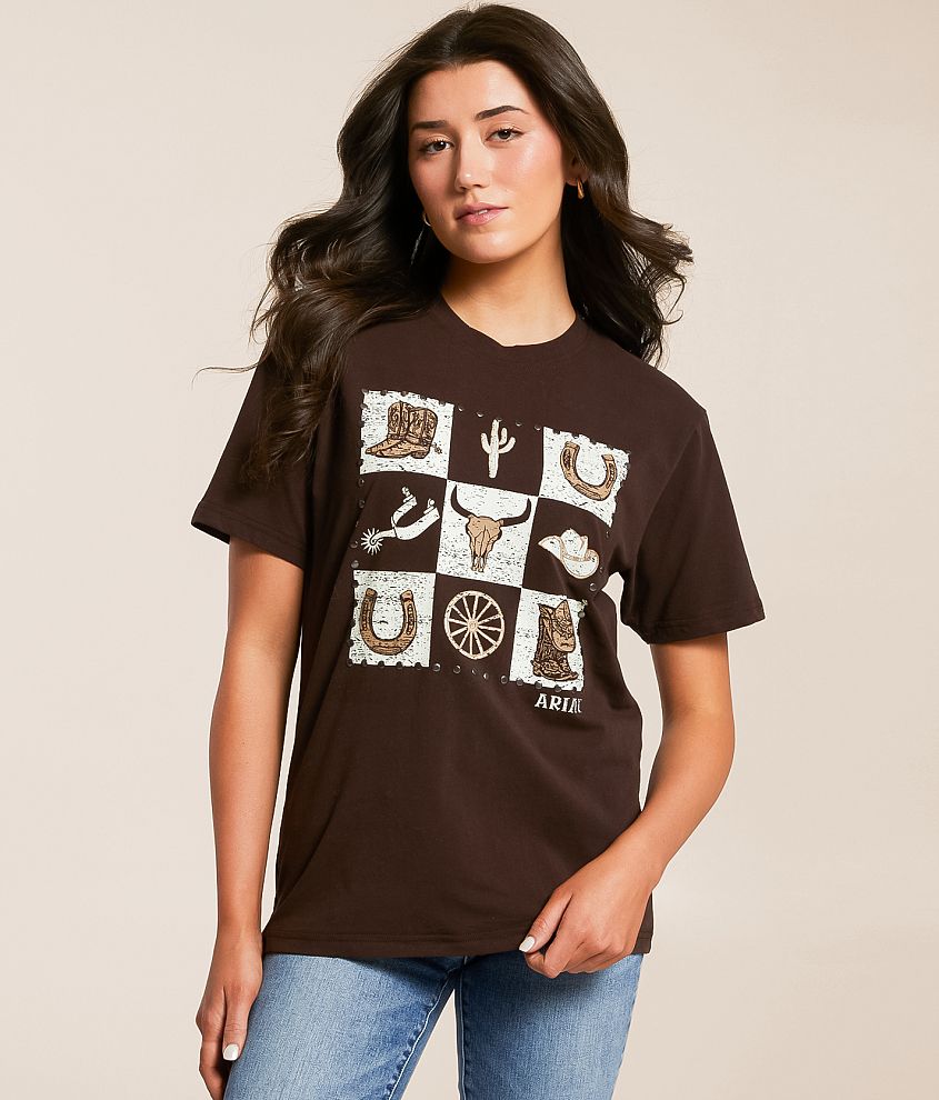 Checkerboard Studded Boyfriend T-Shirt