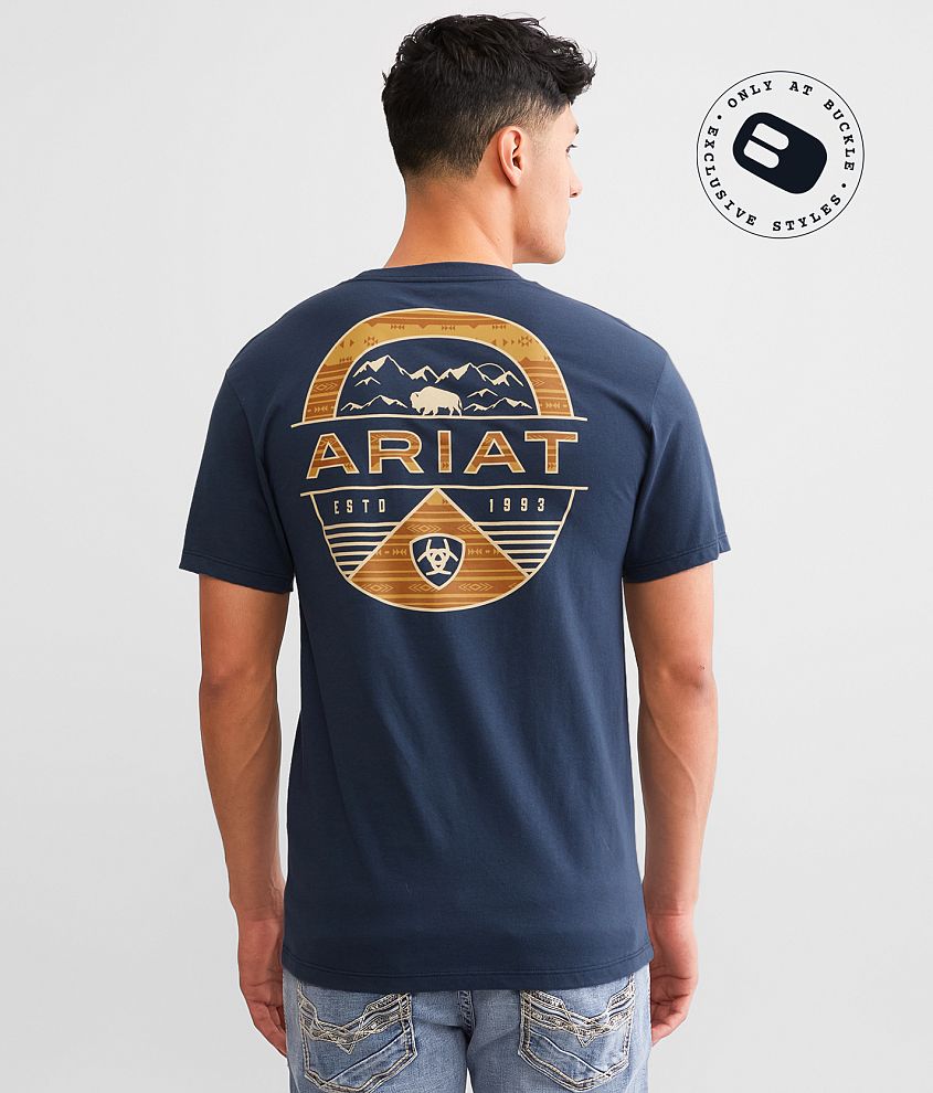 Ariat Sun Valley Circle T-Shirt Men's T-Shirts In Blue Dusk Buckle ...