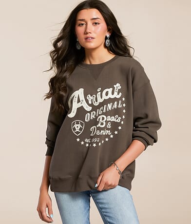 Ariat Boots & Denim Oversized Pullover front view